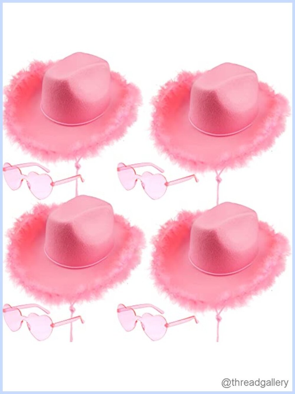 Felt Cowboy Hats Heart Shaped Sunglasses Set Halloween Costume Party